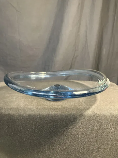 Holmegaard ,Light Blue Art Glass Bowl .Signed Per Lutken & Numbered.Denmark.