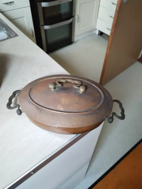 vintage Afghan Metal Works Copper lidded cooking pot