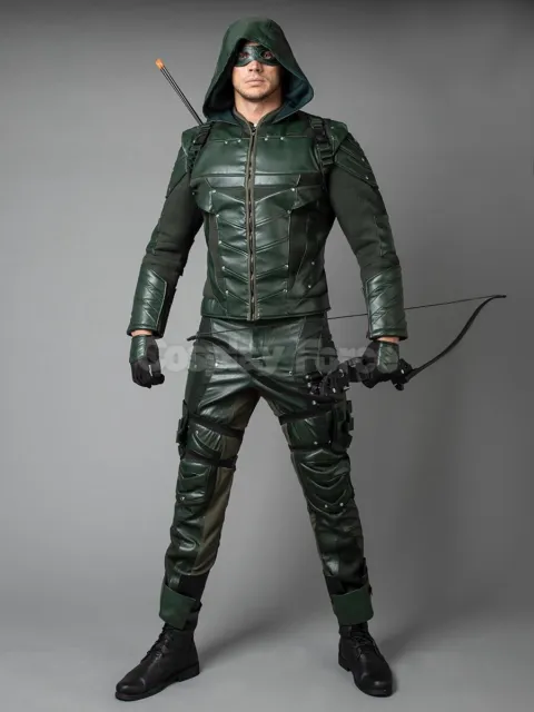 Green Arrow Season 5 Oliver Queen Cosplay Costume Men Halloween Outfit mp003491