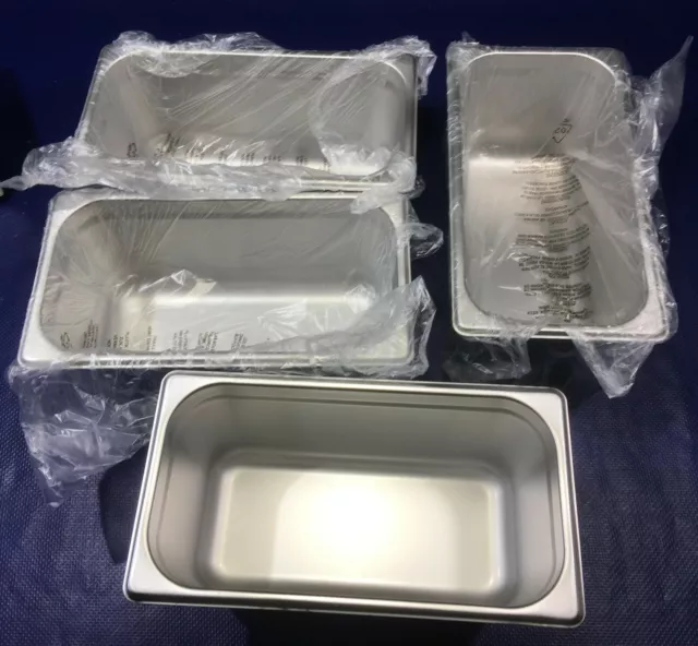 LOT of 4 Browne Stainless Steel Third Size 6'' Deep Steam Table Pans 1/3rd