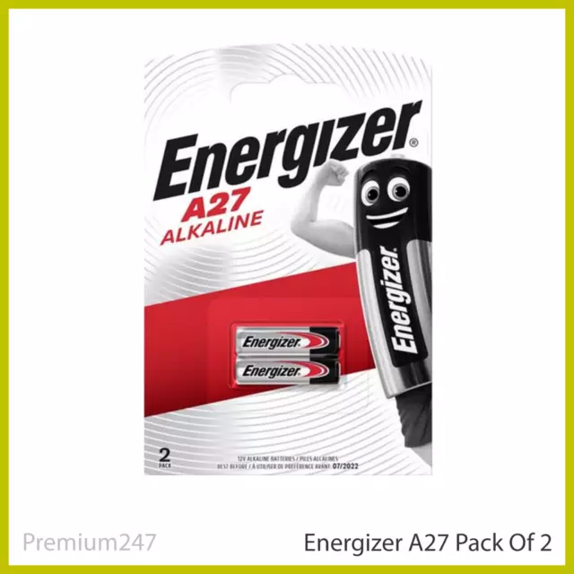 2 x Energizer A27 12V Battery 27A MN27 GP27A E27A EL812 Fast & Free Delivery