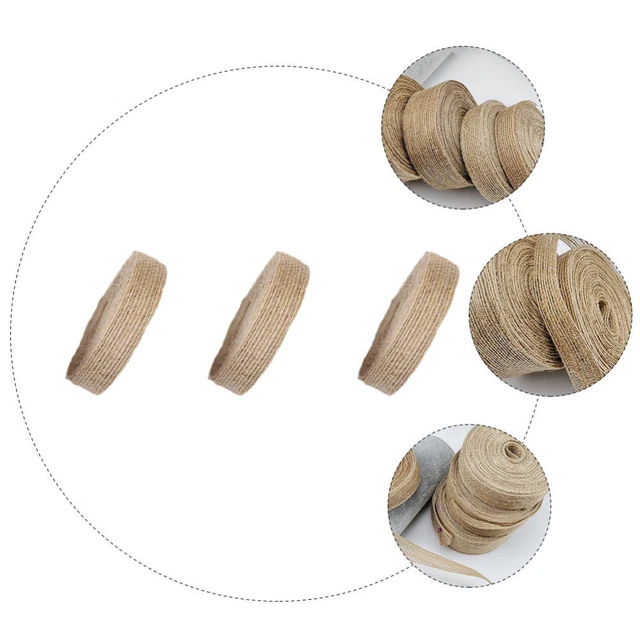 3 Rolls Burlap Ribbon Christmas Tree Winter Gift Craft Decorate