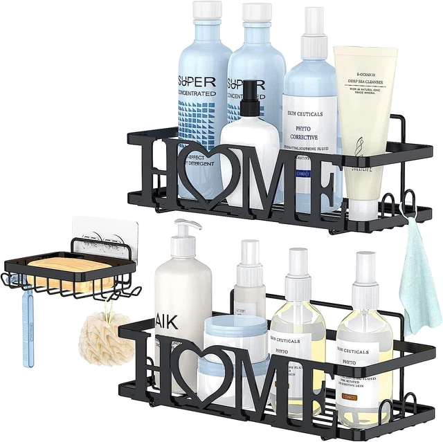 Caddy de ducha, organizador de ducha H-O-M-E decoración de baño adhesivo estantes de ducha AC