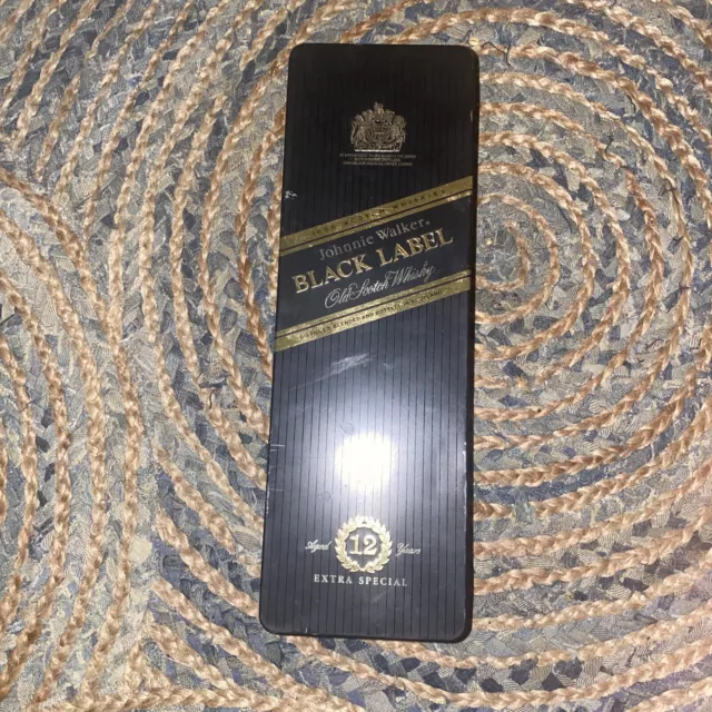 Johnnie Walker BLACK Label EMPTY Collectors Scotch Whiskey Bar Tin metal Box 12"