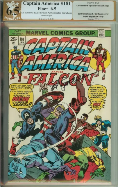 Captain America #181 PGX (not CGC) 6.5 Signed Sinnott and Buscema
