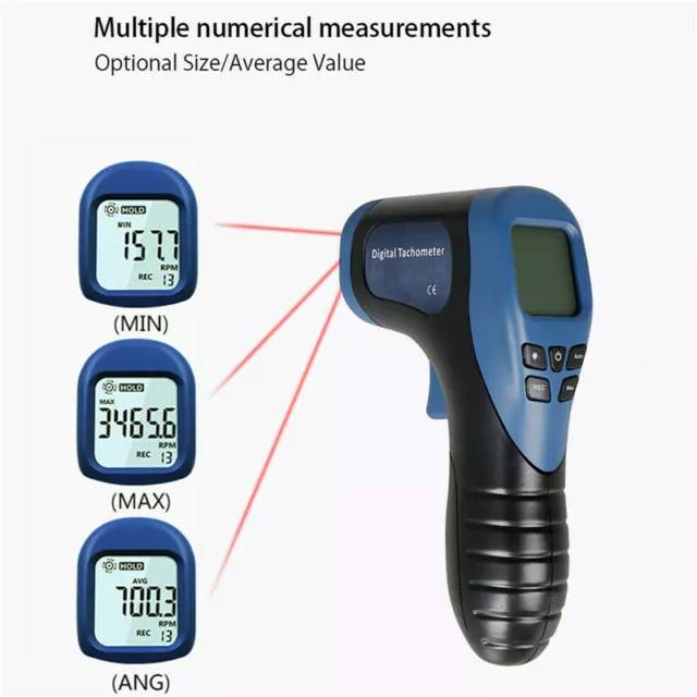 Digital Tachometer Non-Contact Laser Photo Gun RPM Tach Tester Speed Gauge Meter