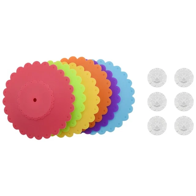 6PCS  Cute -Dust Silicone Glass Cup Cover Coffee Mug Suction Seal Lid  Food GrN2