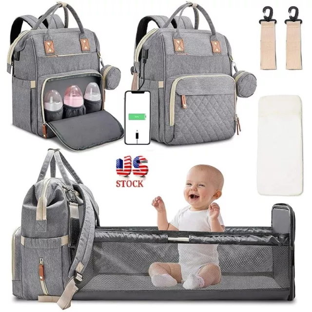 3 in 1 Baby Diaper Bag With Changing Station, Portable Mommy Bag , Baby Travel