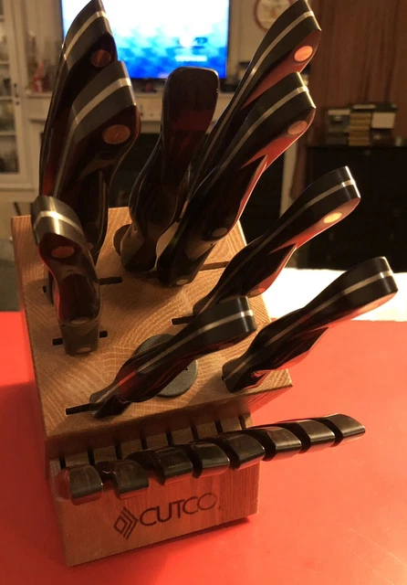 CUTCO 17 PIECE KNIFE SET 3729 Brown Knives BLOCK 1759 Steak Knives 1764 3724