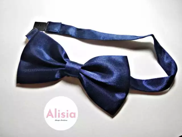 Papillon da uomo in raso blu elegante per cerimonia misura regolabile