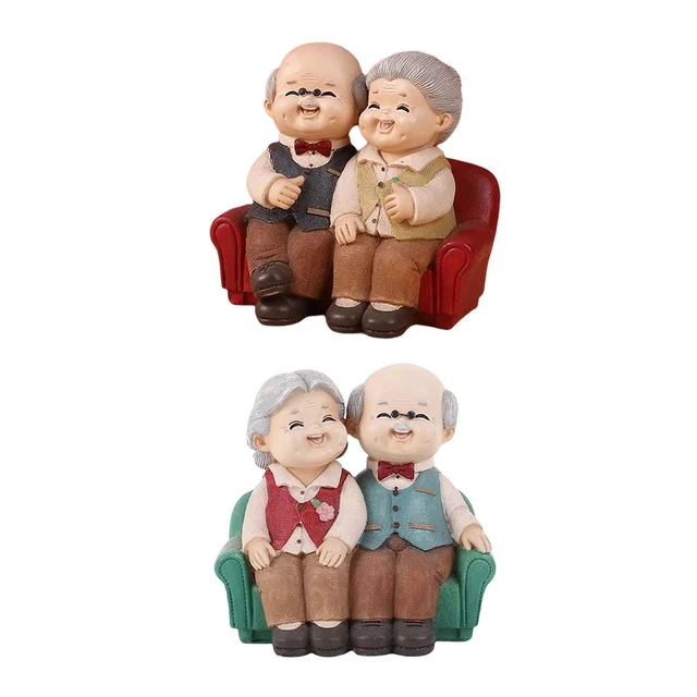 Figurines de couple de personnes âgées en résine pour le cadeau de