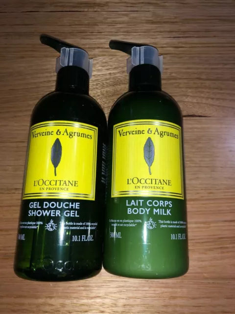 LOccitane Citrus & Verbena Fresh Body Milk & Shower Gel Both 300ml Pump Packs 2