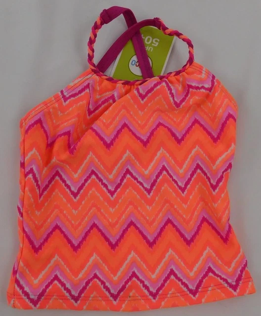 Girl's Circo SwimSuit SwimWear Bikini Top New Neon Orange Pink Tankini Top Sz 9m
