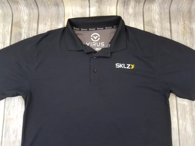 VIRUS Street Tech Polo Shirt Mens Size XL Black Fitted SKLZ Short Sleeves Golf 2