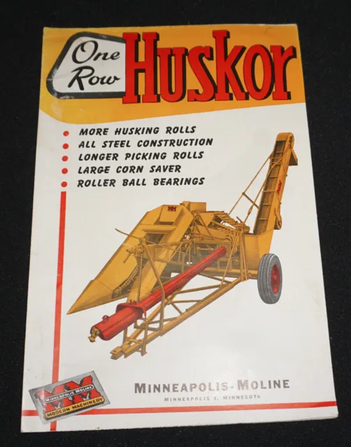 Vintage 1956 Minneapolis Moline Farm Machinery Sales Brochure One Row Huskor