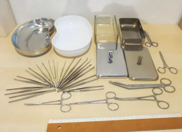 Sterilizer Box Erka Glas + Metall + Kunststoff  mit Pinzetten und Scheren - Set