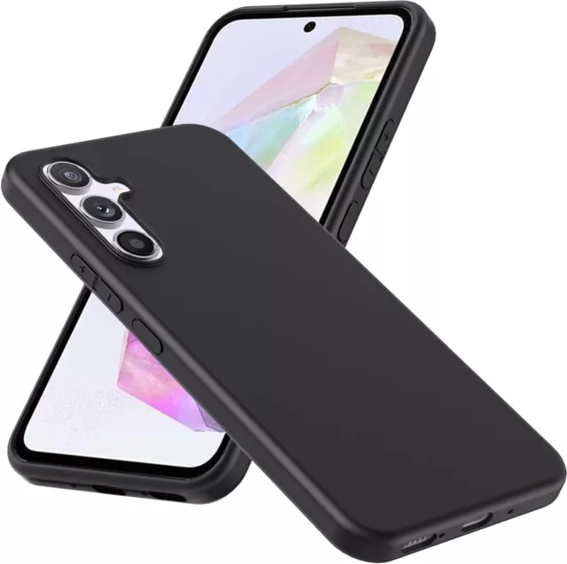 For Samsung Galaxy A35 5G Case, Slim Silicone Gel Phone Cover Matte Black