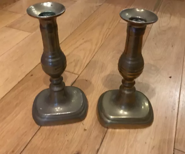 Brass vintage Victorian antique pair of candlesticks Push Rod Extractors