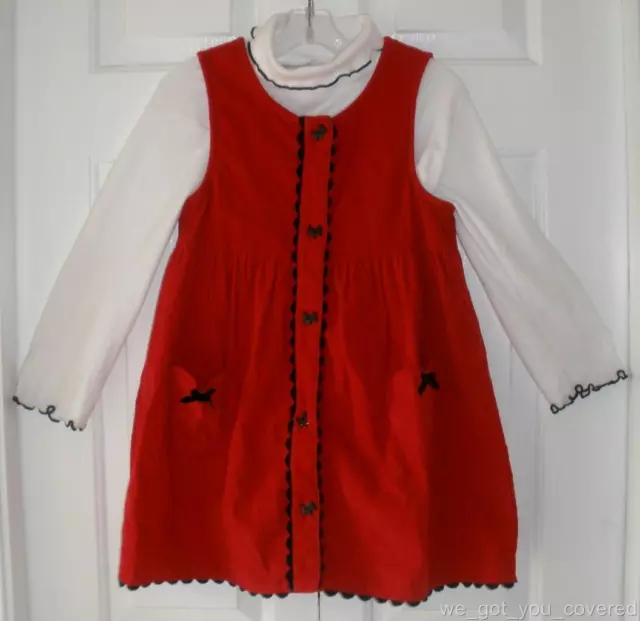 Samantha Says Girl Red White Christmas Holiday Jumper Dress Shirt Set Size 6