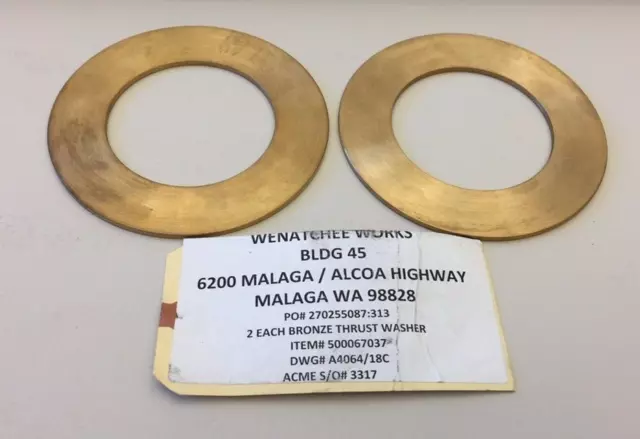 Alcoa 500067037 Thrust Washer Bronze 3" ID X 5" OD X .13" Width (Pack of 2)