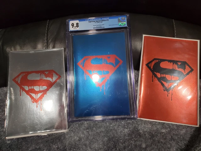 Superman #75  CGC 9.8 Blue Foil MegaCon Variant with red and silver variant