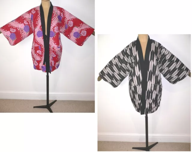 Reversible Japanese Soft Lightweight Padded Hanten Kimono Winter Warm Jacket