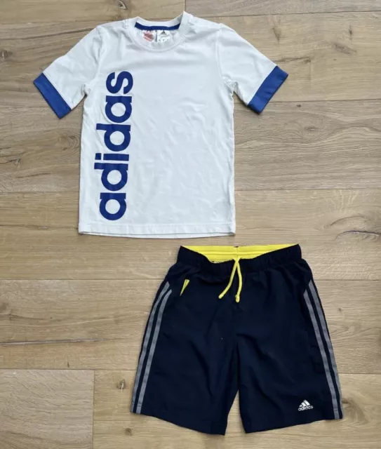 Boys Adidas Activewear Summer Shorts Outfit Sports Logo Top Age 9-10 Years