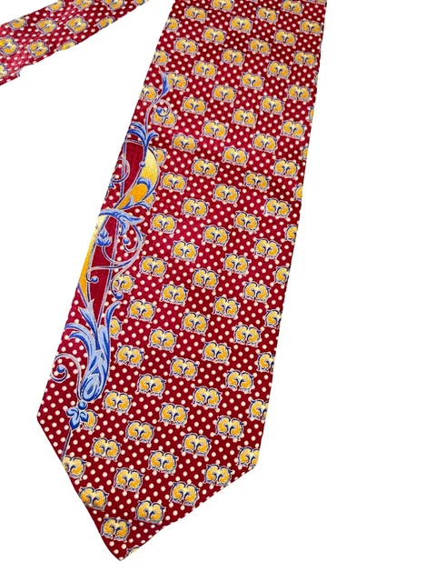 VITALIANO PANCALDI Mens Silk Necktie ITALY Luxury Maroon Gold Chain EUC