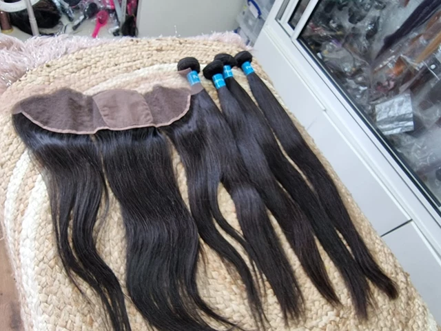 12A Straight Peruvian Virgin Human Hair 22+22+24+24&20In Silk Base Frontal 13X4