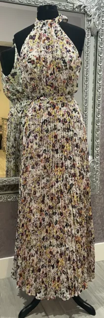 Betsey Johnson Pleated Floral Maxi Party Dress Size 8