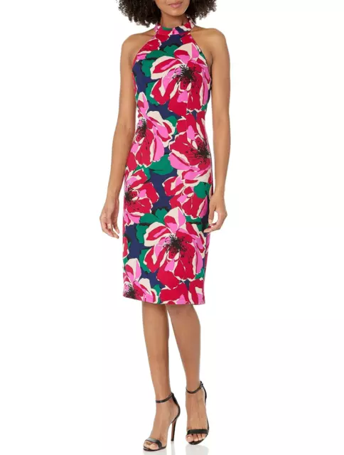 NWT- Trina Turk 'Emotion' Floral-Print Sleeveless Halter Dress, Multi - Size 8