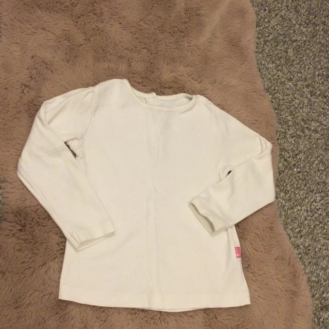 Jojo Maman Bebe Girls Age 4-5 Top White Long Sleeves Excellent Condition