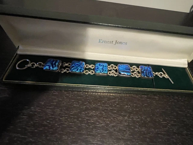 ERNEST JONES STUNNING Sterling Silver 925 blue stone T Bar bracelet with box 55.00 PicClick UK