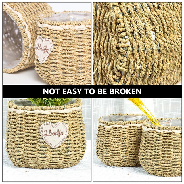 Seagrass Plant Basket Seagrass Plant Pot Straw Flower Basket Plants Pots Rattan 9