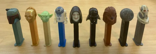 Vintage Star Wars Pez Dispensers, Lot of 9