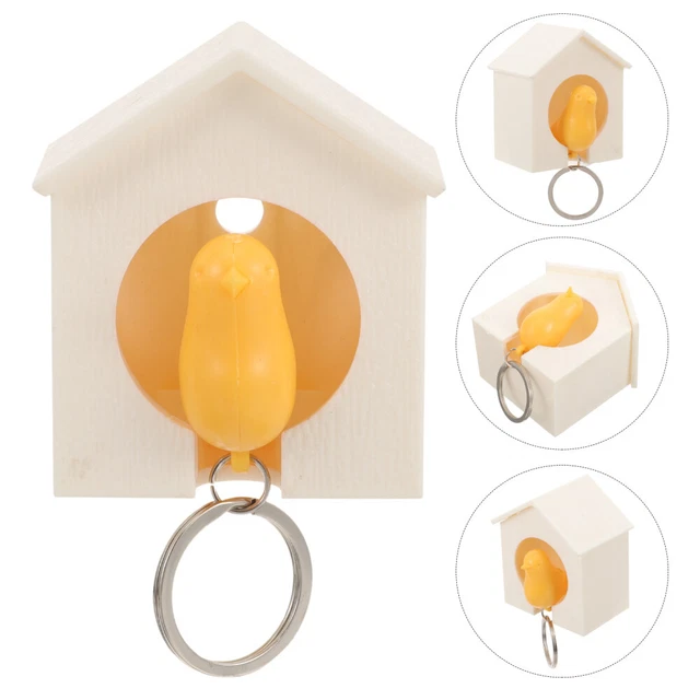 Birdhouse Key - White House with Yellow Bird