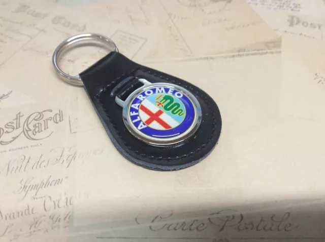 Alfa Romeo Birnenschwarz Leder Schlüsselring