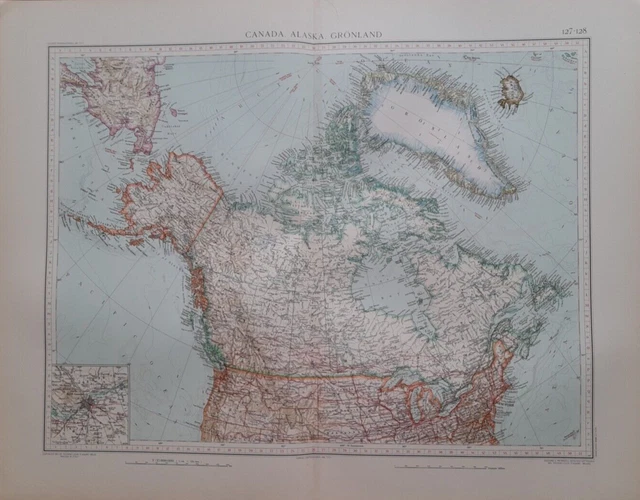 1955 CANADA ALASKA Greenland Map Map w/ Card £15.02 - PicClick UK