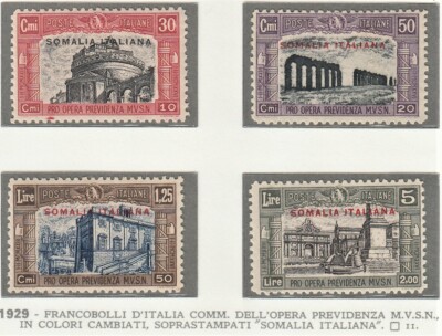Sassone nn.53/59 serie usata 1929 Colonie Cirenaica Montecassino 