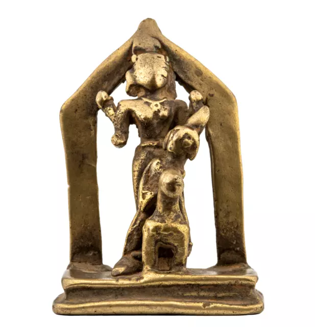 A North Indian Brass Figure of Durga Shrine 17th/18th Century 3