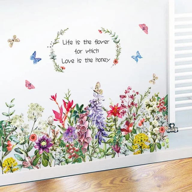 Colorful Butterfly Flowers Wall Decals for Nursery Living Room,3 x 1 x 1 inches
