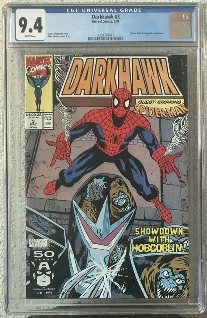 Darkhawk #3 CGC 9.4 WP; Marvel 1991; Spider-Man & Hobgoblin Appearance;
