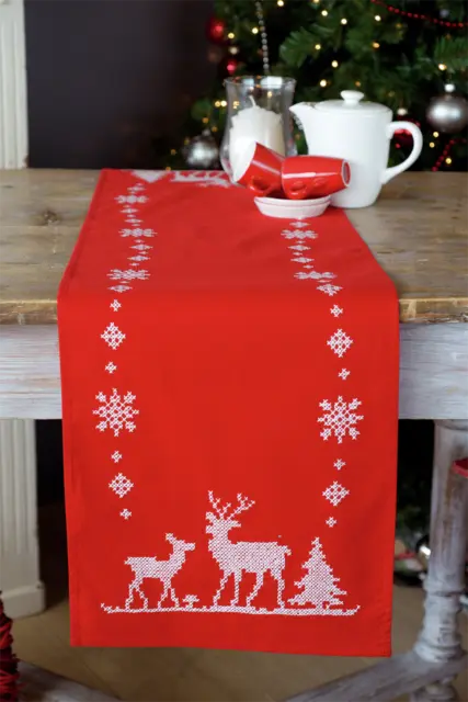 Vervaco Christmas Deer Table Runner Embroidery Kit