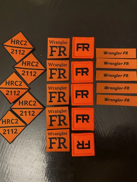 7 FR Patches Replacement Tags Fire Resistant Retardant FRC Orange Black  Iron On