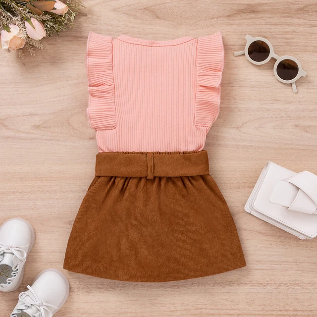 Abiti per bambina vestiti casual t-shirt top + pantaloncini gonne set abito 5