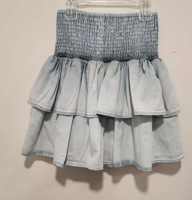 MOLO Bonita Tiered Short Skirt - Denim Bleached Girls Size 7-8 Great Condition