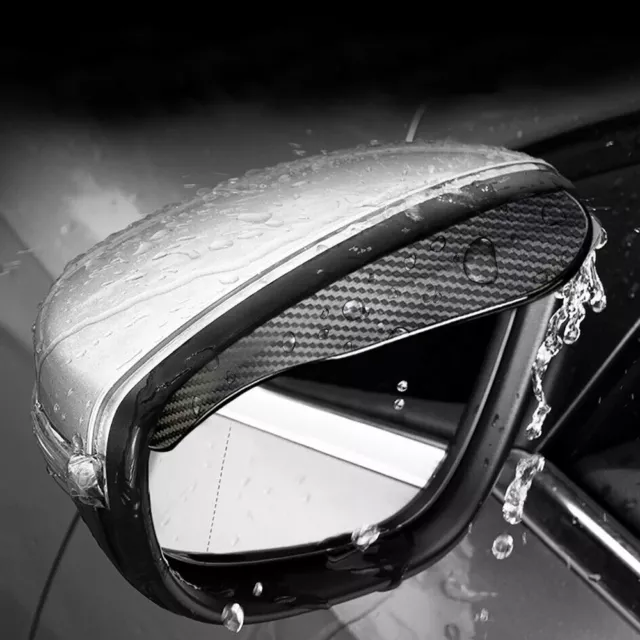 2PC Universal Carbon Fiber Rearview Mirror Rain Visor Guard Auto Car Accessories