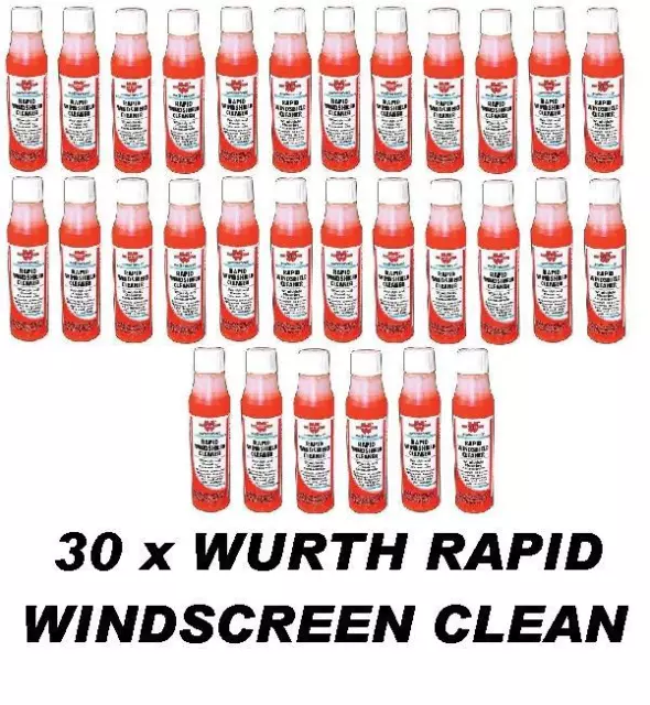 30 X Wurth Rapide Pare-Brise Nettoyant 32ml Concentré Lave Glace Fait 75-90lt