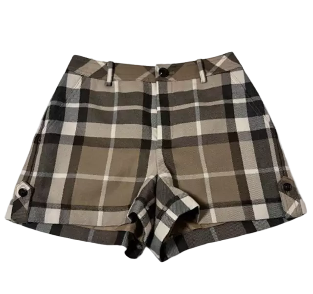 BURBERRY BLUE LABEL Short Pant Check 100% wool Brown Size 36/S Ladies