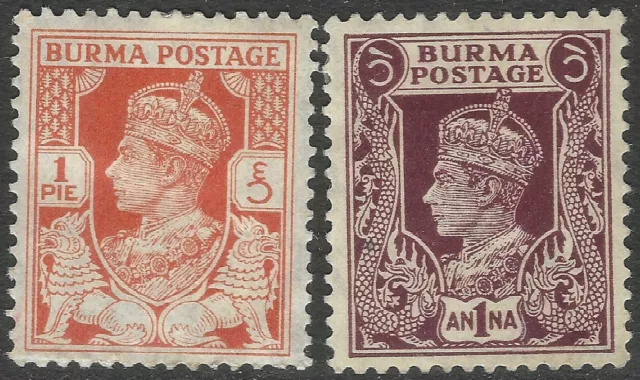Burma. 1938-40 KGVI. 1p, 1a MH. SG 18b, 22a